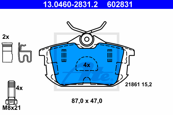 Klocki hamulcowe - komplet 13.0460-2831.2 ATE