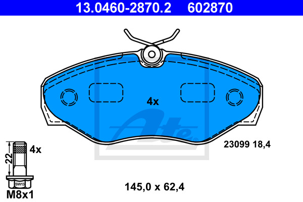 Klocki hamulcowe - komplet 13.0460-2870.2 ATE