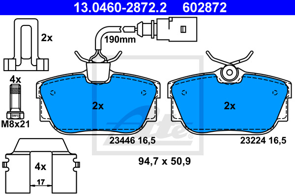 Klocki hamulcowe - komplet 13.0460-2872.2 ATE