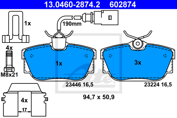 Klocki hamulcowe - komplet 13.0460-2874.2 ATE