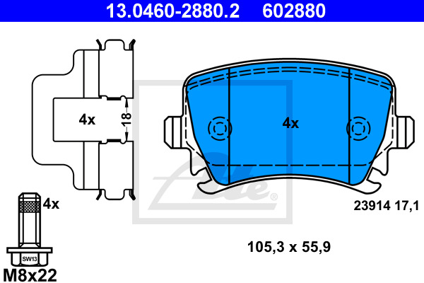 Klocki hamulcowe - komplet 13.0460-2880.2 ATE