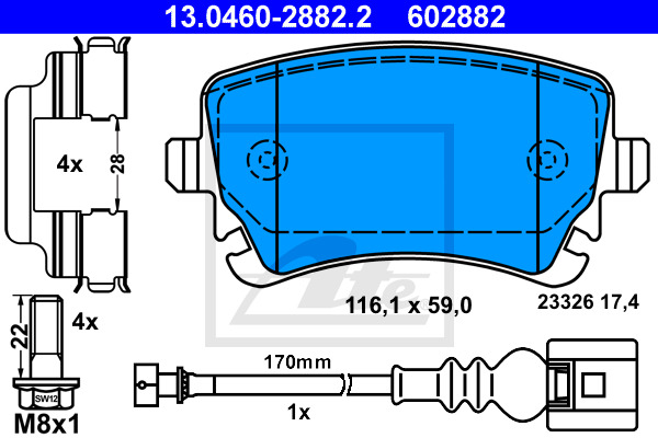 Klocki hamulcowe - komplet 13.0460-2882.2 ATE