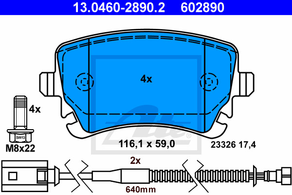 Klocki hamulcowe - komplet 13.0460-2890.2 ATE