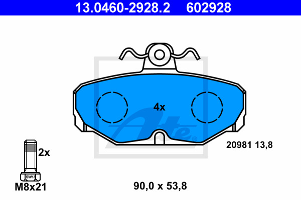 Klocki hamulcowe - komplet 13.0460-2928.2 ATE