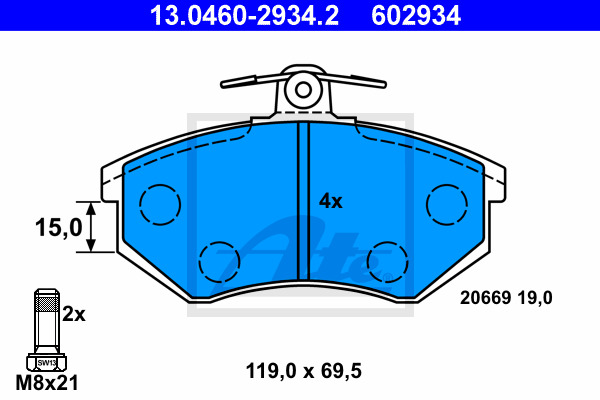 Klocki hamulcowe - komplet 13.0460-2934.2 ATE
