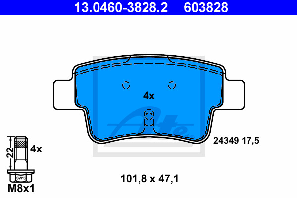 Klocki hamulcowe - komplet 13.0460-3828.2 ATE