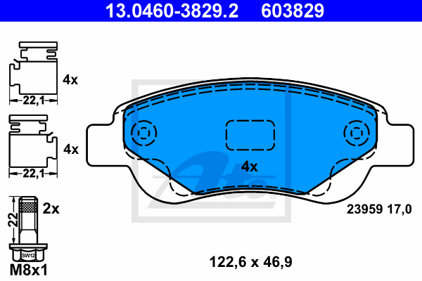 Klocki hamulcowe - komplet 13.0460-3829.2 ATE