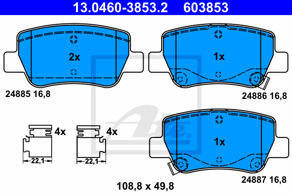 Klocki hamulcowe - komplet 13.0460-3853.2 ATE