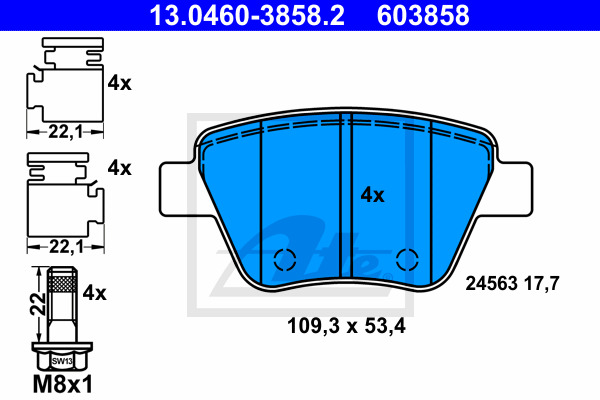 Klocki hamulcowe - komplet 13.0460-3858.2 ATE