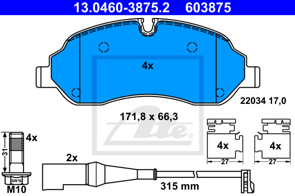 Klocki hamulcowe - komplet 13.0460-3875.2 ATE