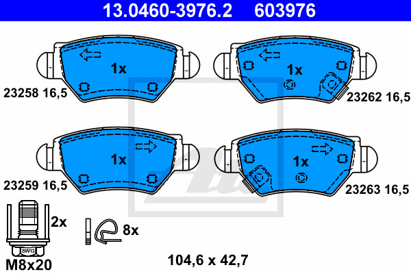 Klocki hamulcowe - komplet 13.0460-3976.2 ATE