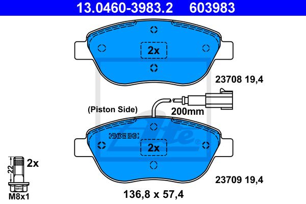 Klocki hamulcowe - komplet 13.0460-3983.2 ATE