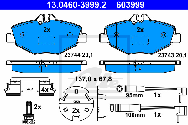 Klocki hamulcowe - komplet 13.0460-3999.2 ATE