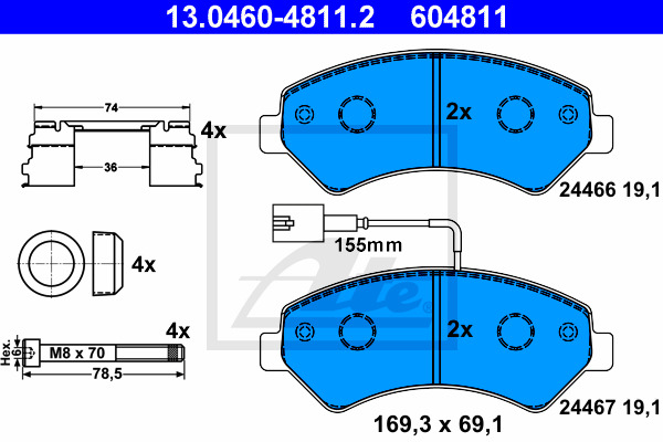 Klocki hamulcowe - komplet 13.0460-4811.2 ATE