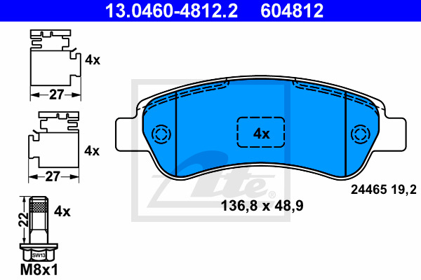 Klocki hamulcowe - komplet 13.0460-4812.2 ATE