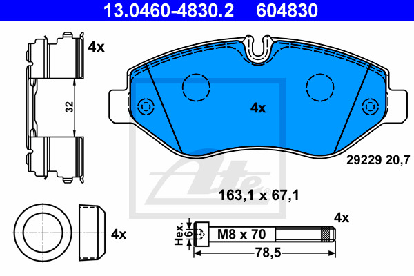 Klocki hamulcowe - komplet 13.0460-4830.2 ATE