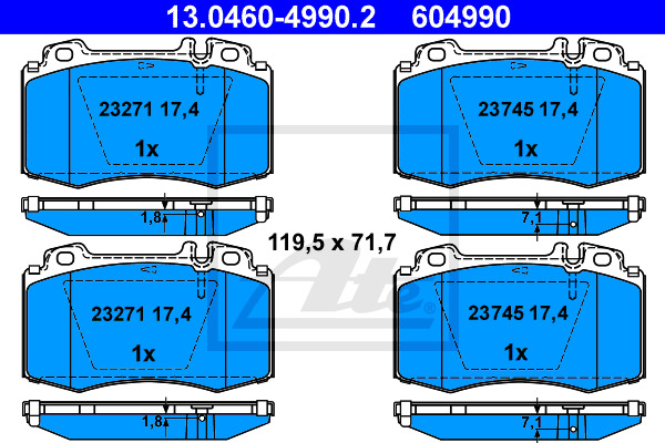 Klocki hamulcowe - komplet 13.0460-4990.2 ATE