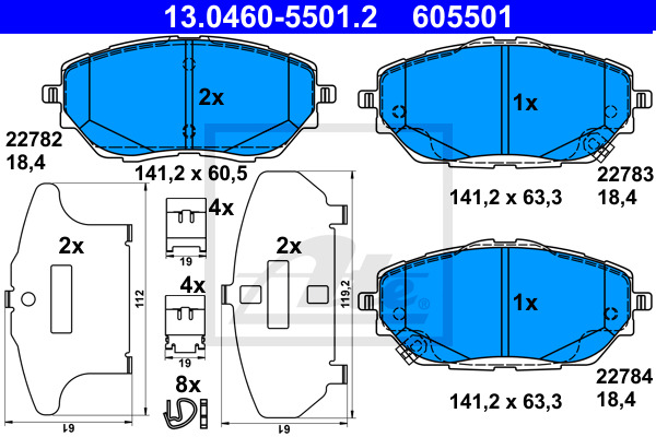 Klocki hamulcowe - komplet 13.0460-5501.2 ATE