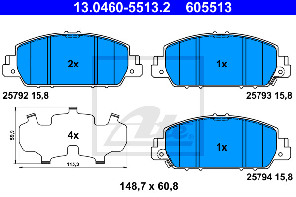Klocki hamulcowe - komplet 13.0460-5513.2 ATE