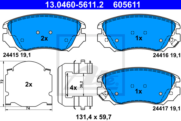 Klocki hamulcowe - komplet 13.0460-5611.2 ATE