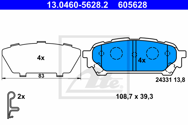 Klocki hamulcowe - komplet 13.0460-5628.2 ATE