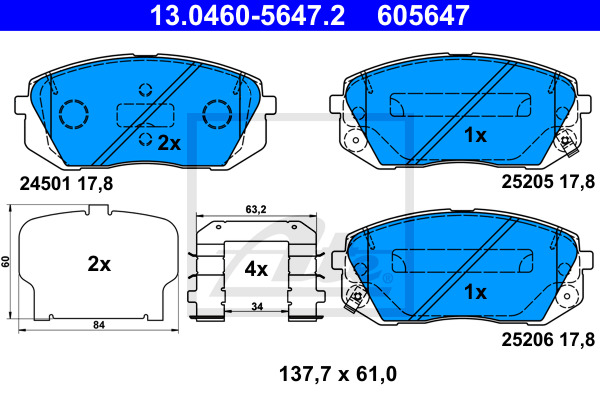 Klocki hamulcowe - komplet 13.0460-5647.2 ATE