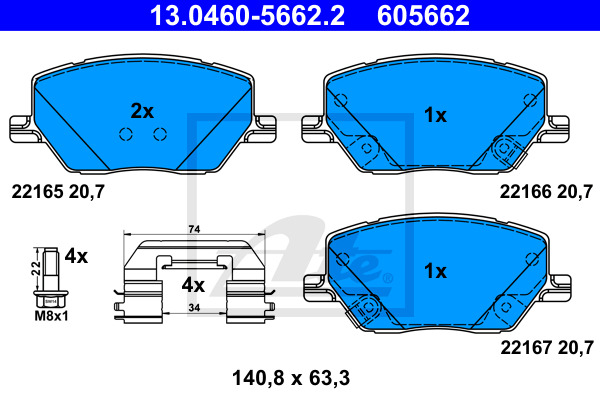 Klocki hamulcowe - komplet 13.0460-5662.2 ATE
