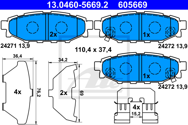 Klocki hamulcowe - komplet 13.0460-5669.2 ATE