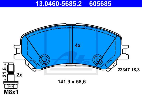 Klocki hamulcowe - komplet 13.0460-5685.2 ATE