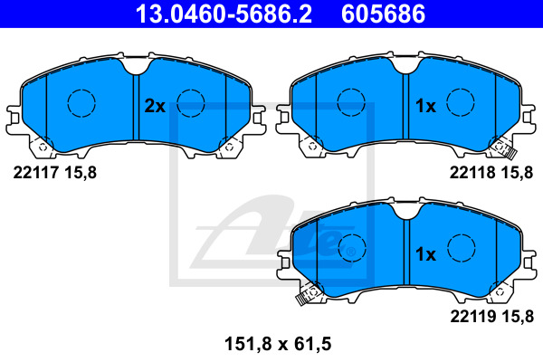 Klocki hamulcowe - komplet 13.0460-5686.2 ATE