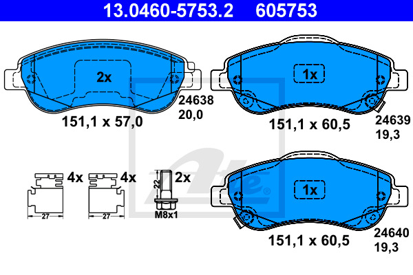 Klocki hamulcowe - komplet 13.0460-5753.2 ATE