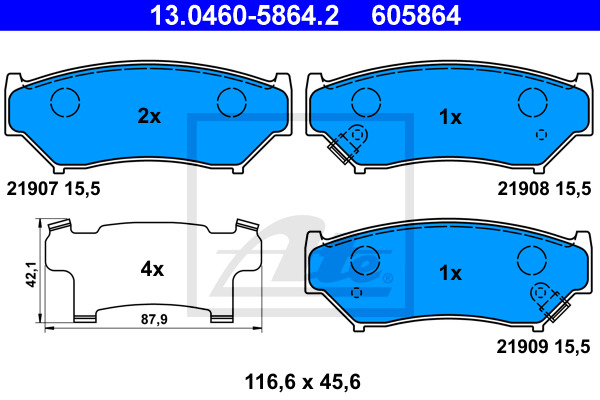 Klocki hamulcowe - komplet 13.0460-5864.2 ATE