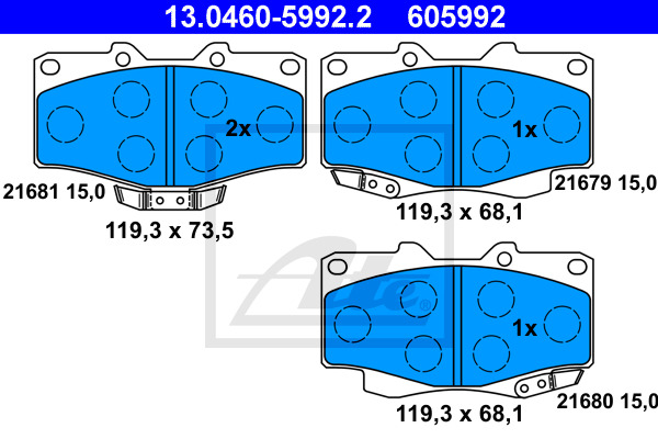 Klocki hamulcowe - komplet 13.0460-5992.2 ATE