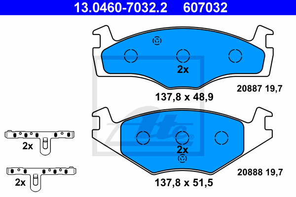 Klocki hamulcowe - komplet 13.0460-7032.2 ATE