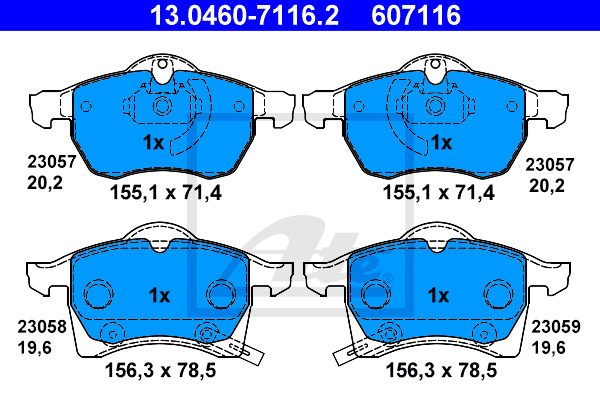 Klocki hamulcowe - komplet 13.0460-7116.2 ATE