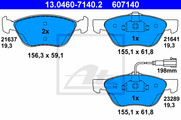 Klocki hamulcowe - komplet 13.0460-7140.2 ATE