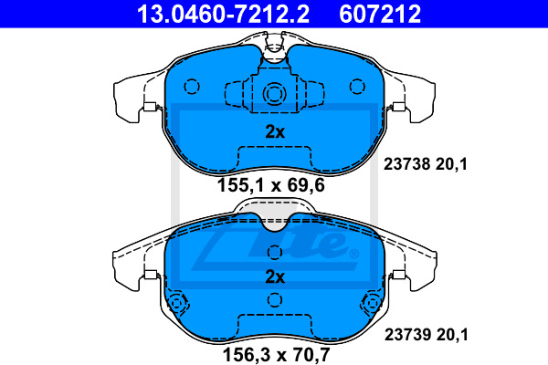 Klocki hamulcowe - komplet 13.0460-7212.2 ATE