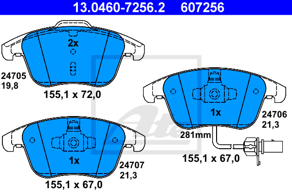 Klocki hamulcowe - komplet 13.0460-7256.2 ATE