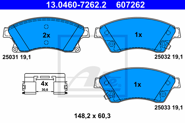 Klocki hamulcowe - komplet 13.0460-7262.2 ATE