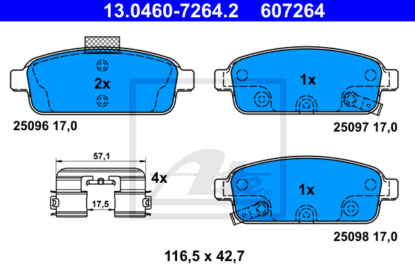 Klocki hamulcowe - komplet 13.0460-7264.2 ATE