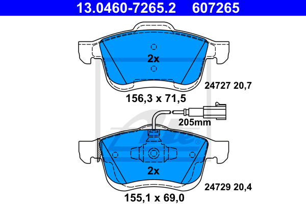 Klocki hamulcowe - komplet 13.0460-7265.2 ATE