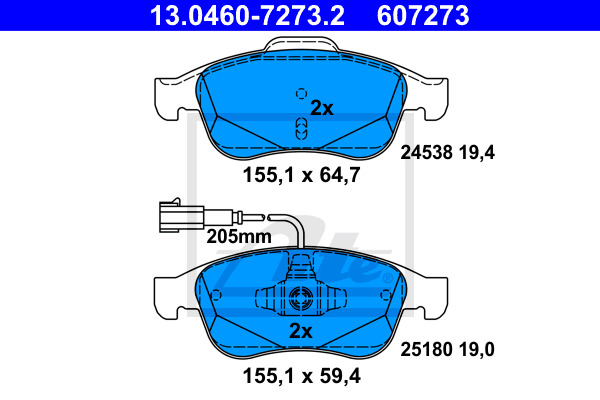 Klocki hamulcowe - komplet 13.0460-7273.2 ATE
