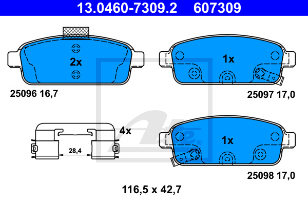 Klocki hamulcowe - komplet 13.0460-7309.2 ATE