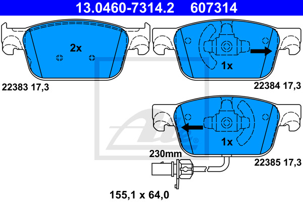 Klocki hamulcowe - komplet 13.0460-7314.2 ATE