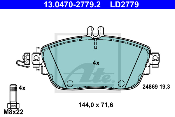 Klocki hamulcowe - komplet, ATE Ceramic 13.0470-2779.2 ATE