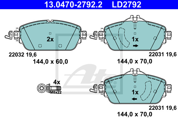 Klocki hamulcowe - komplet, ATE Ceramic 13.0470-2792.2 ATE