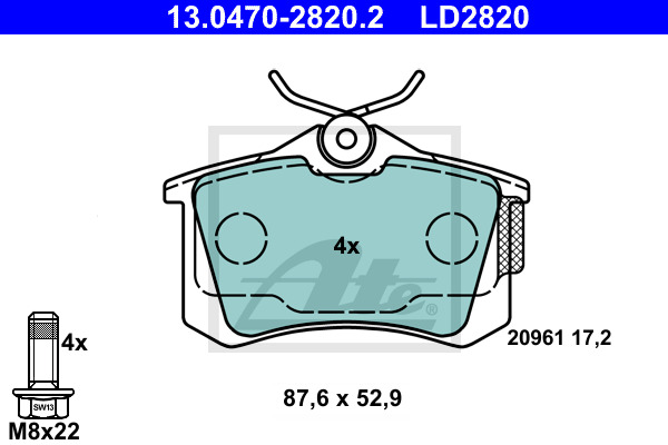 Klocki hamulcowe - komplet, ATE Ceramic 13.0470-2820.2 ATE