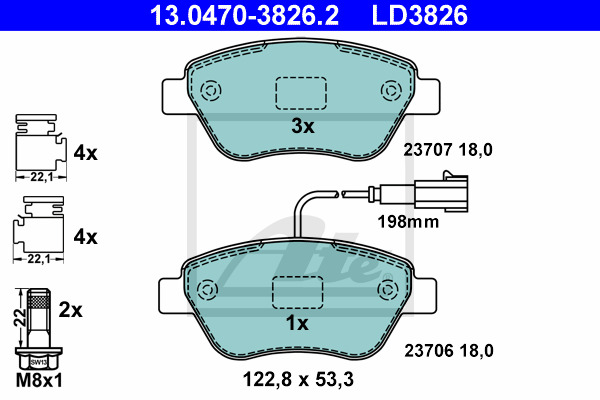 Klocki hamulcowe - komplet, ATE Ceramic 13.0470-3826.2 ATE