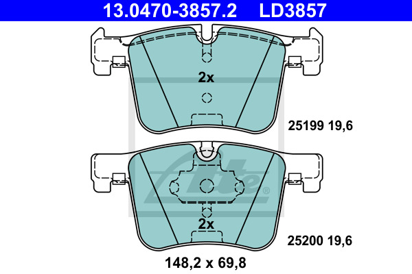 Klocki hamulcowe - komplet, ATE Ceramic 13.0470-3857.2 ATE