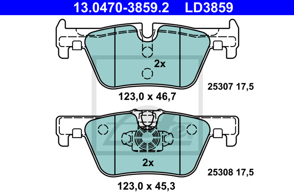 Klocki hamulcowe - komplet, ATE Ceramic 13.0470-3859.2 ATE
